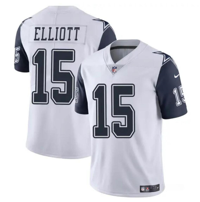 Dallas Cowboys #15 Ezekiel Elliott White Color Rush Limited Stitched Jersey - Zenithce