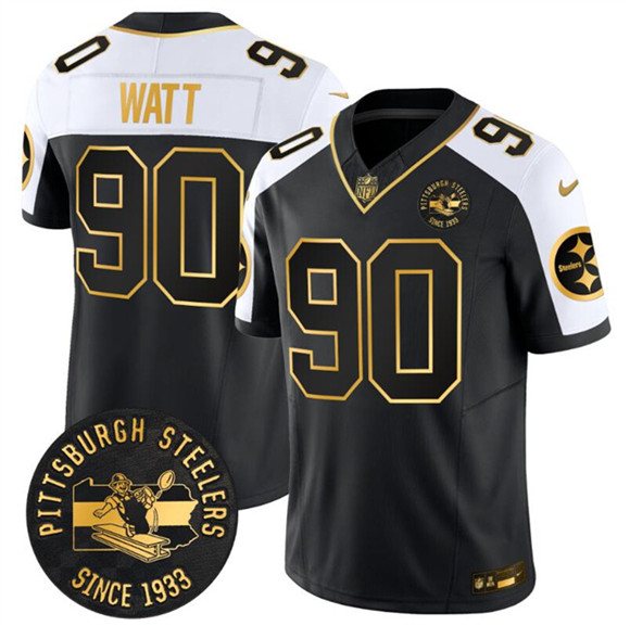 Pittsburgh Steelers #90 T.J. Watt Black Gold Alternate F.U.S.E. Throwback 1933 Patch Vapor Untouchable Limited Football Stitched Jersey - Zenithce