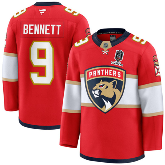 Florida Panthers #9 Sam Bennett Red Home 2025 Stanley Cup Champions Patch Stitched Jersey - Zenithce
