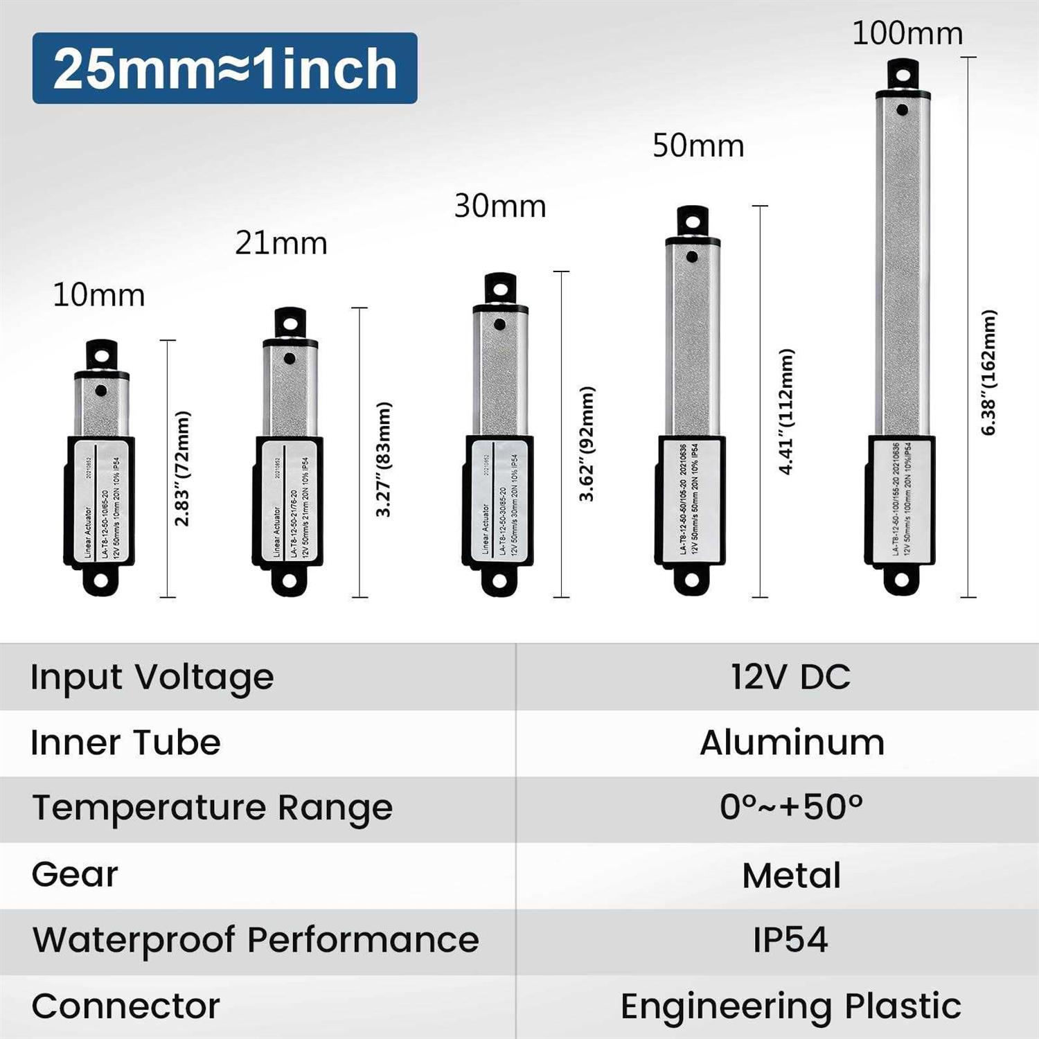 DC HOUSE Mini Electric Linear Actuator Stroke Force 4.5 lbs–12V - Zenithce