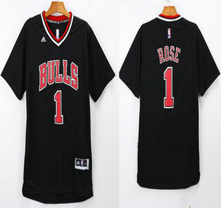 Chicago Bulls #1 Derrick Rose Revolution 30 Swingman 2014 New Black Short-Sleeved Jersey With Bulls Style - Zenithce