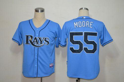 Rays #55 Matt Moore Light Blue Cool Base Stitched Jersey - Zenithce