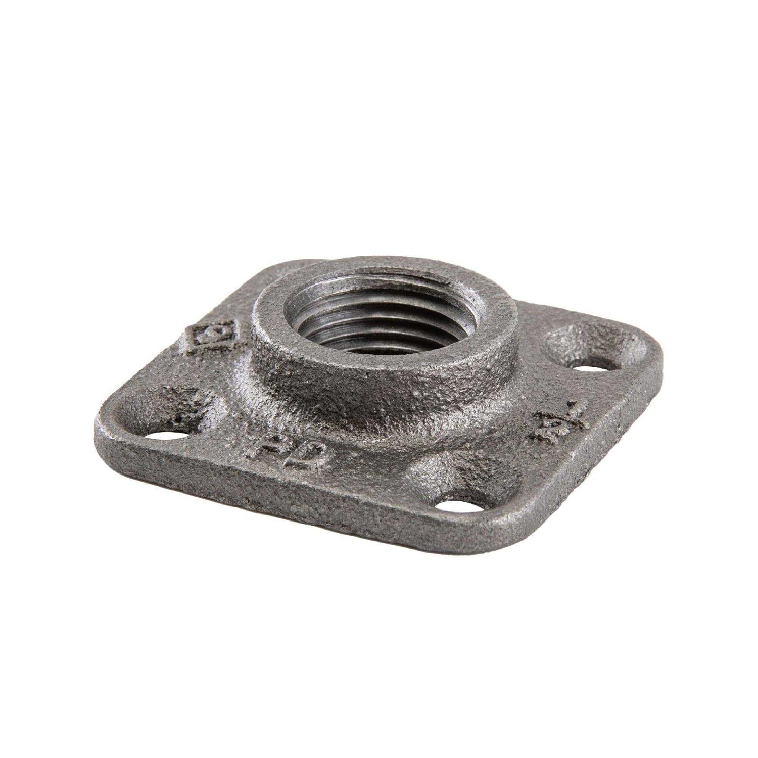 PIPE DECOR 1/2 in. Black Iron Micro Mini Square Flange - Zenithce