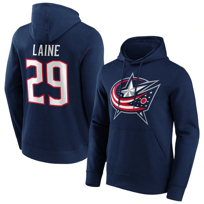 Columbus Blue Jackets #29 Patrik Laine Navy Pullover Hoodie - Zenithce