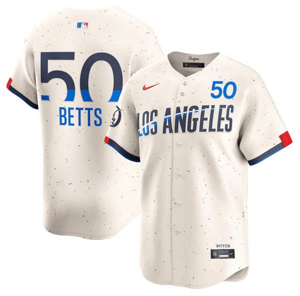 Brooklyn Dodgers #50 Mookie Betts Cream 2024 City Connect Limited Stitched Jersey - Zenithce
