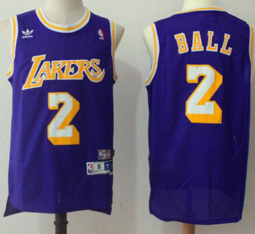 Los Angeles Lakers #2 Lonzo Ball Purple Throwback Stitched Jersey - Zenithce