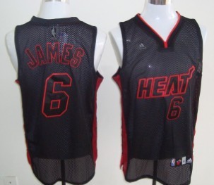 Miami Heat #6 LeBron James All Black With Red Swingman Jersey - Zenithce