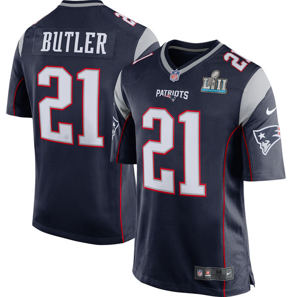 New England Patriots Malcolm Butler Navy Super Bowl LII Bound Game Jersey - Zenithce