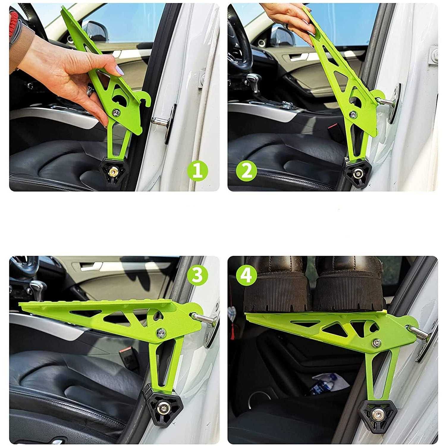 Cowvie Foldable Car Door Step Stand Pedal Access to Vehicle’s Top Roof Both Feet Stand Pedal Ladder for Most SUV Truck Jeep - Zenithce