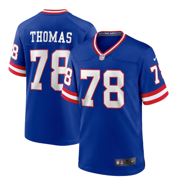 New York Giants #78 Andrew Thomas Royal Classic Retired Player Stitched Game Jersey - Zenithce