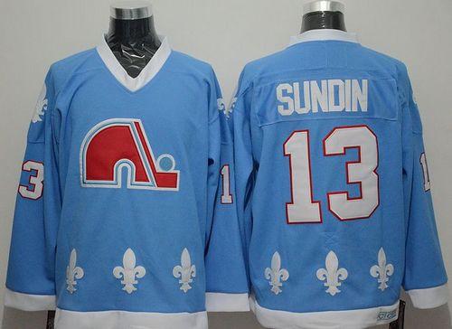 Nordiques #13 Mats Sundin Light Blue CCM Throwback Stitched Jersey - Zenithce