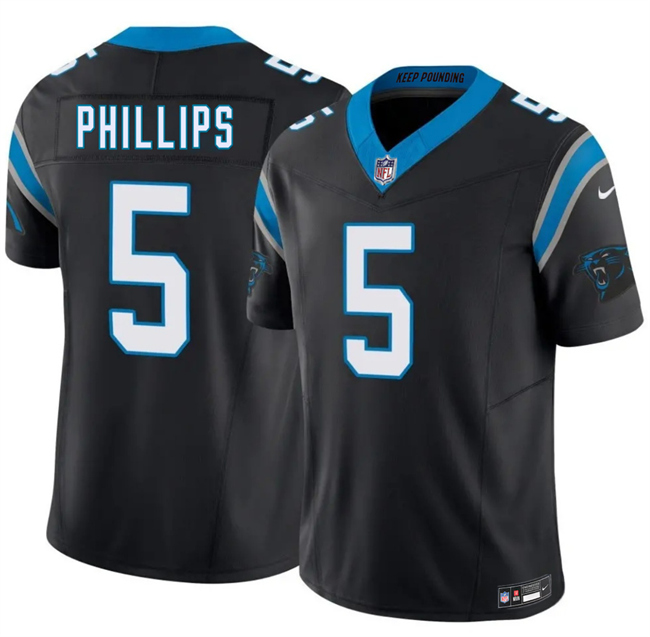 Carolina Panthers #5 Jaelan Phillips Black 2025 F.U.S.E. Vapor Limited Stitched Jersey - Zenithce