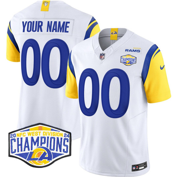 Los Angeles Rams Custom White 2024 NFC West Champions F.U.S.E. Vapor Untouchable Limited Stitched Jersey - Zenithce