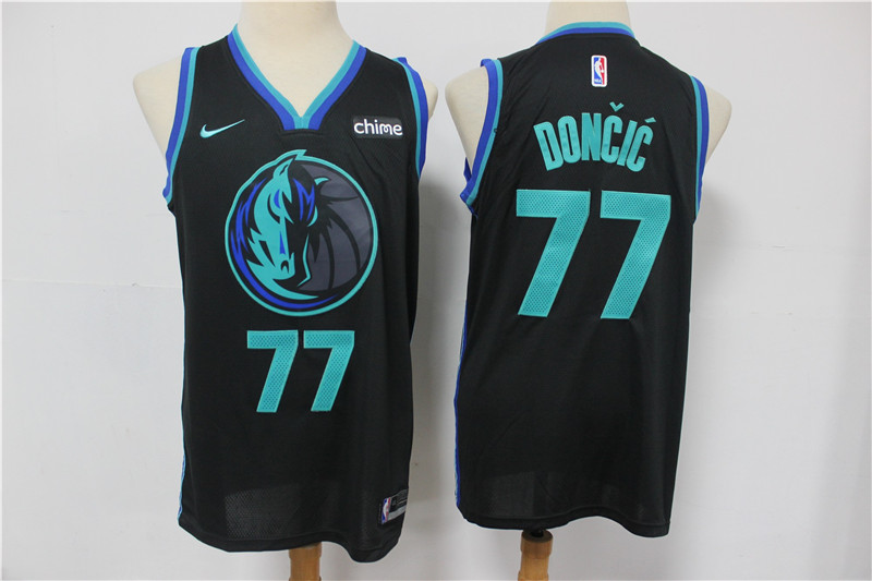 Dallas Mavericks #77 Luka Doncic Black 2019 City Edition Swingman Stitched Jersey With NEW Sponsor Logo - Zenithce