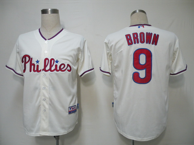 Phillies #9 Domoic Brown Cream Cool Base Stitched Jersey - Zenithce