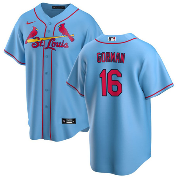St. Louis Cardinals #16 Nolan Gorman Blue Cool Base Stitched Jersey - Zenithce
