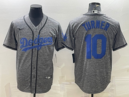 Los Angeles Dodgers #10 Justin Turner Gray Cool Base Stitched Jersey - Zenithce