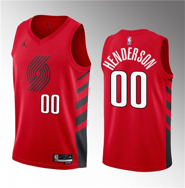 Portland Trail Blazers #00 Scoot Henderson Red 2023 Draft Statement Edition Stitched Jersey - Zenithce