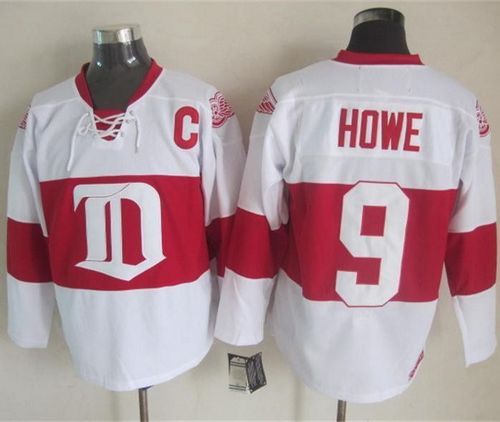 Red Wings #9 Gordie Howe White Winter Classic CCM Throwback Stitched Jersey - Zenithce