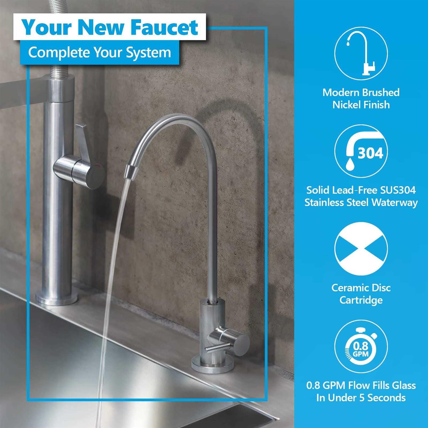 Express Water Modern Chrome Water Filter Faucet – Drinking Water Faucet – Reverse Osmosis Filtration System and Kitchen Sink Beverage Faucet – - Zenithce