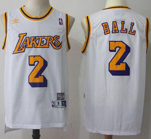 Los Angeles Lakers #2 Lonzo Ball White Throwback Stitched Jersey - Zenithce
