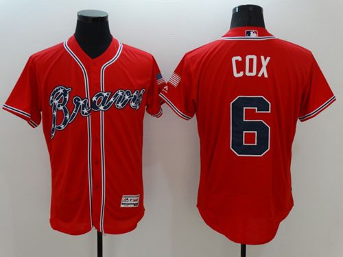 Braves #6 Bobby Cox Red Flexbase Authentic Collection Stitched Jersey - Zenithce