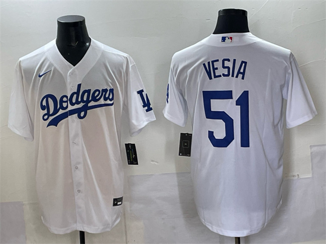 Los Angeles Dodgers #51 Alex Vesia White Cool Base Stitched Jersey - Zenithce