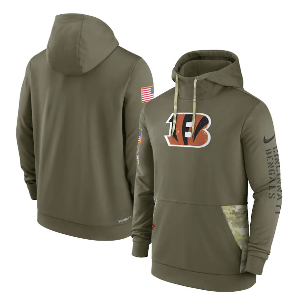 Cincinnati Bengals 2022 Olive Salute To Service Therma Performance Pullover Hoodie - Zenithce