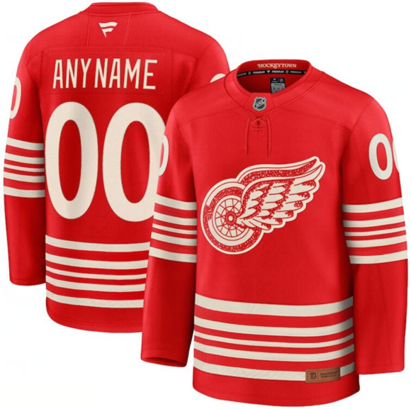Detroit Red Wings Custom Red 2025 Centennial Premium Stitched Jersey - Zenithce