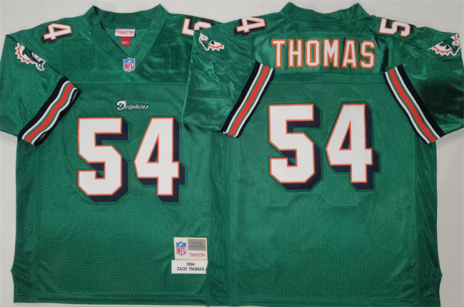 Miami Dolphins #54 Zach Thomas Aqua Throwback Stitched Football Jersey - Zenithce