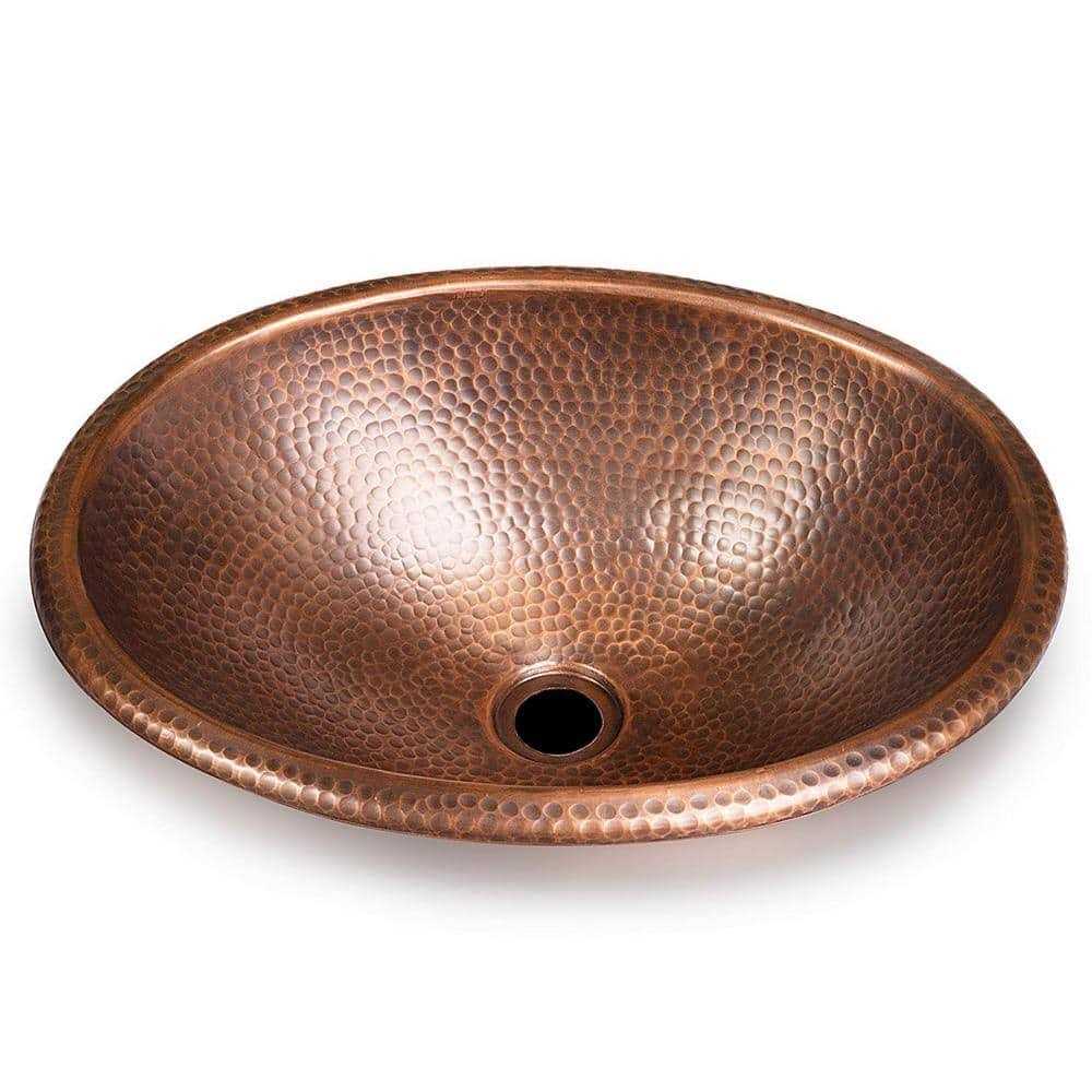 Monarch Abode 17 in. Hand Hammered Oval Drop-in Bathroom Sink in Pure Copper - Zenithce