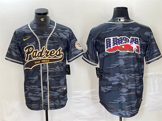 San Diego Padres Gray Camo Team Big Logo Cool Base Stitched Jersey - Zenithce
