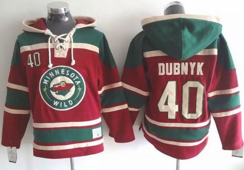 Wild #40 Devan Dubnyk Red Sawyer Hooded Sweatshirt Stitched Jersey - Zenithce