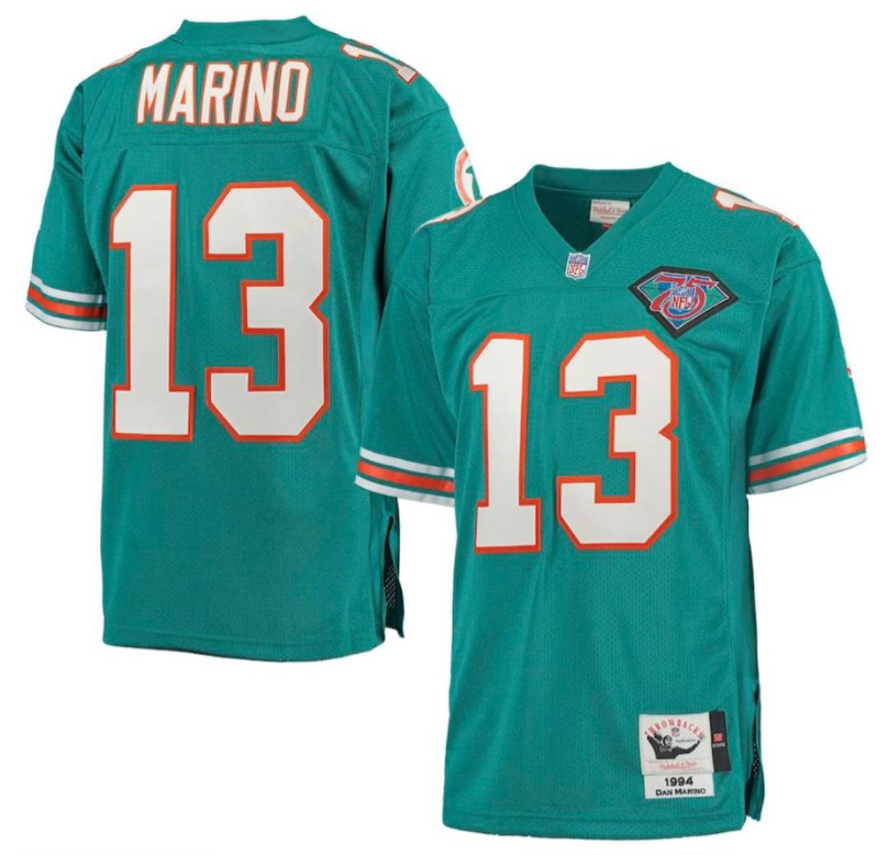 Miami Dolphins Custom Mitchell Ness Aqua Throwback Stitched Jersey - Zenithce