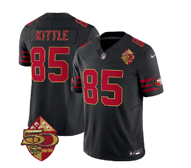 San Francisco 49ers #85 George Kittle Black 2023 F.U.S.E. 50th Patch Throwback Stitched Jersey - Zenithce