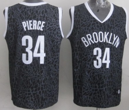 Brooklyn Nets #34 Paul Pierce Black Leopard Print Fashion Jersey - Zenithce