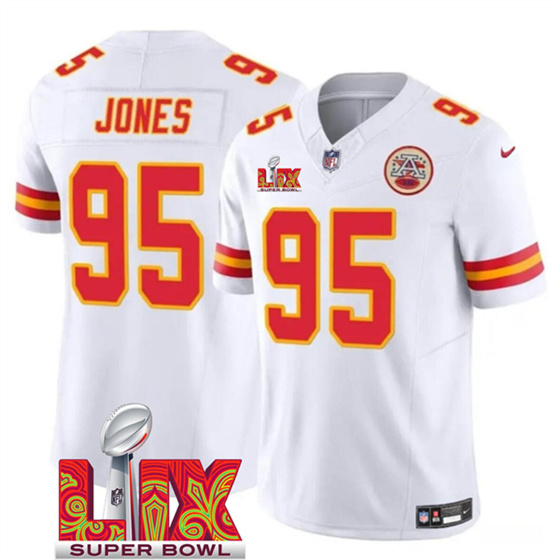 Kansas City Chiefs #95 Chris Jones White 2025 F.U.S.E. Super Bowl LIX Patch Vapor Untouchable Limited Stitched Jersey - Zenithce