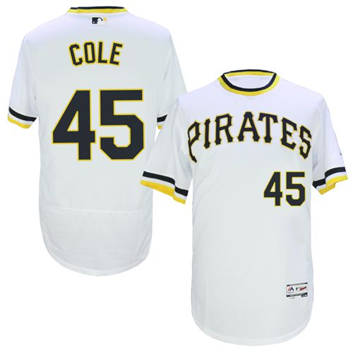 Pirates #45 Gerrit Cole White Flexbase Authentic Collection Cooperstown Stitched Jersey - Zenithce