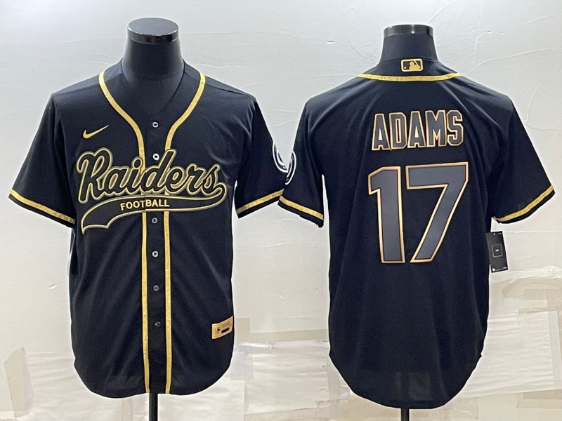 Las Vegas Raiders #17 Davante Adams Black Gold With Patch Cool Base Stitched Baseball Jersey - Zenithce