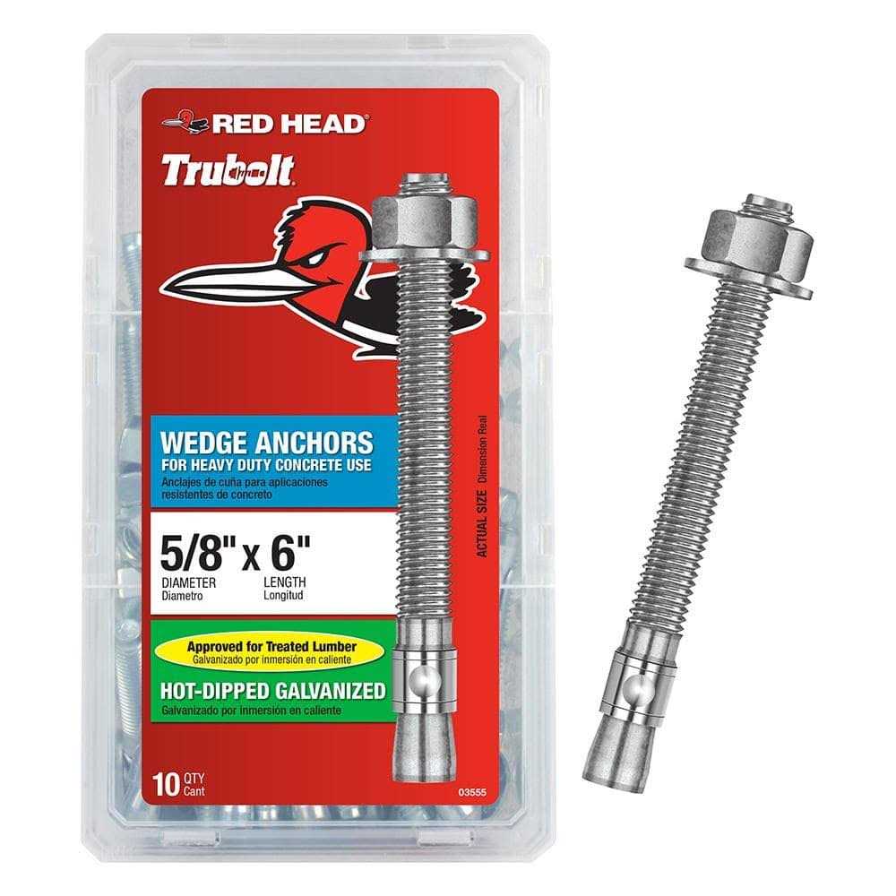 Red Head 3/8 in. x 3-3/4 in. Concrete Wedge Anchor 12016 - Zenithce