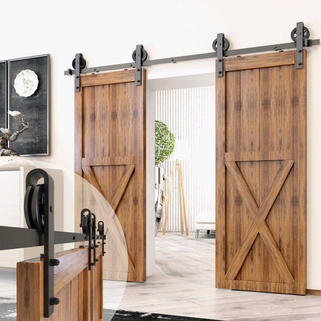 HOMACER Rustic Black Indoor/Outdoor I-strap Barn Door Hardware Kit - Zenithce