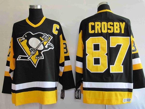 Penguins #87 Sidney Crosby Stitched Black Mitchell Ness Jersey - Zenithce