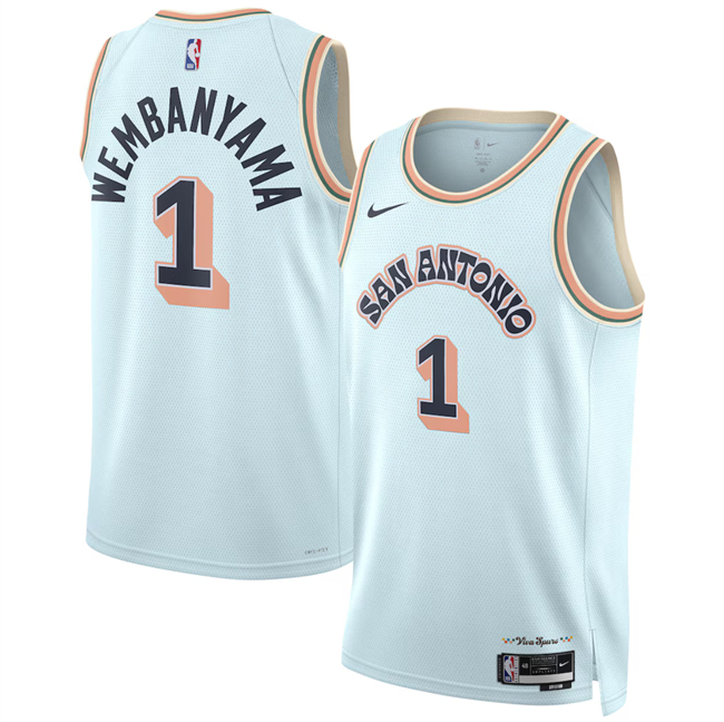 San Antonio Spurs #1 Victor Wembanyama Light Blue 2024-25 City Edition Stitched Jersey - Zenithce