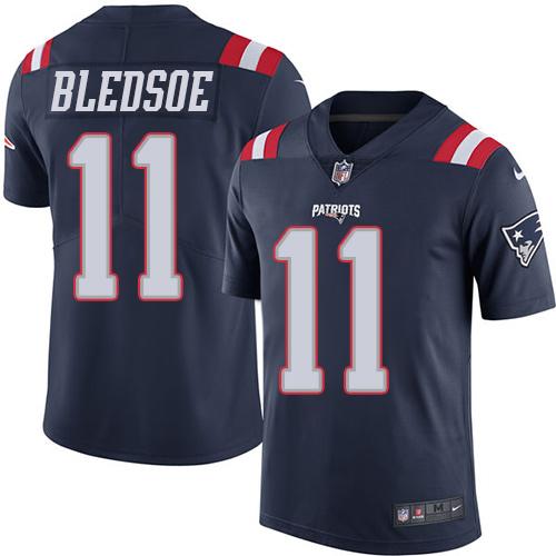 Patriots #11 Drew Bledsoe Navy Blue Stitched Limited Rush Nike Jersey - Zenithce