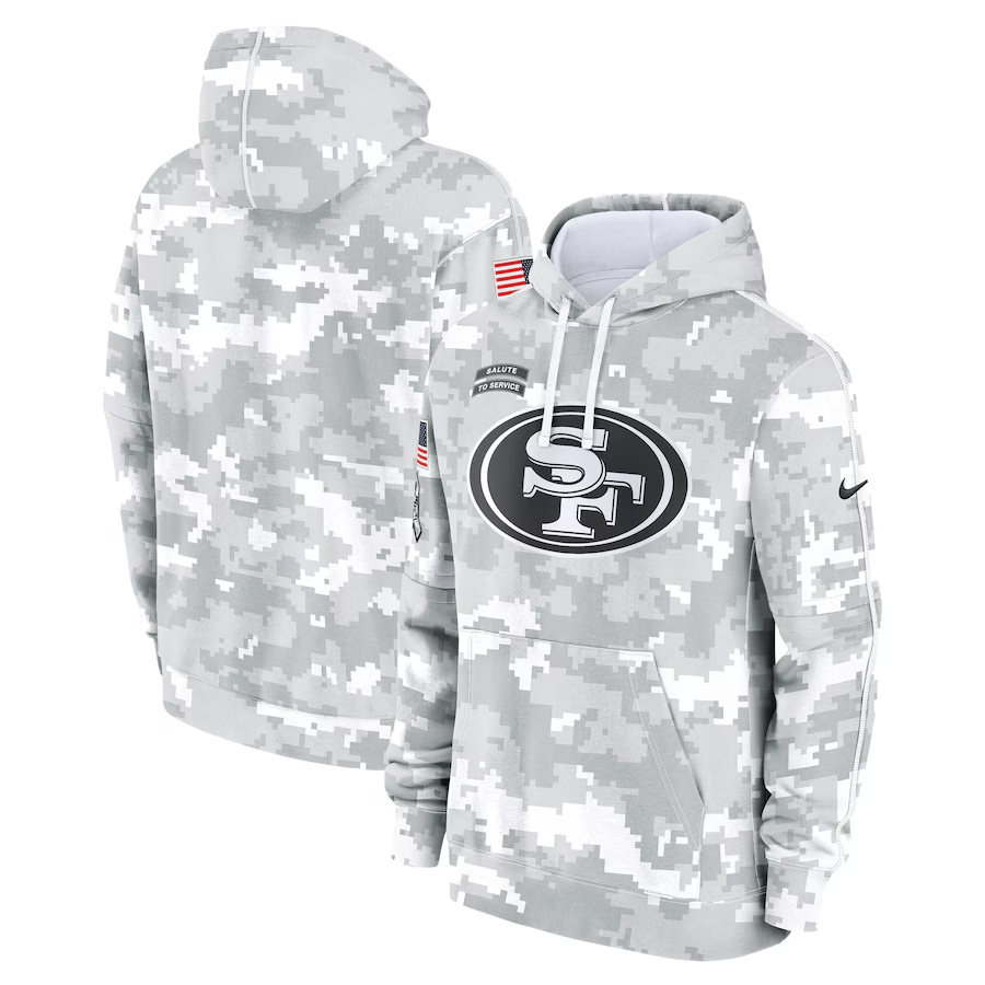 San Francisco 49ers 2024 Arctic Camo Salute To Service Club Fleece Pullover Hoodie - Zenithce