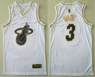 Miami Heat #3 Dwyane Wade White Golden Swingman Stitched Jersey - Zenithce