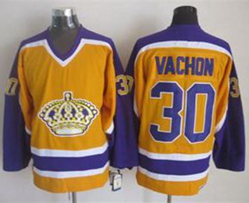 Kings #30 Rogie Vachon Yellow CCM Throwback Stitched Jersey - Zenithce