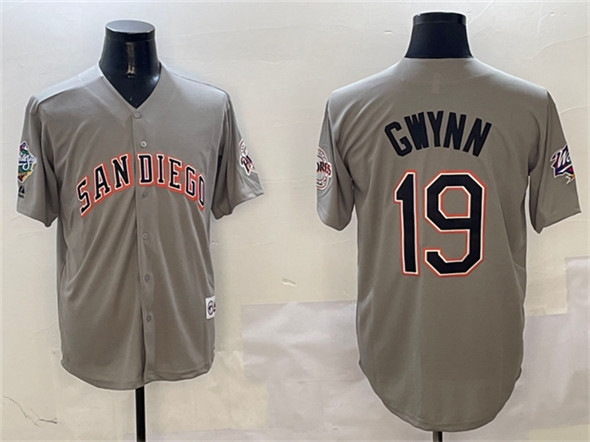 San Diego Padres #19 Tony Gwynn Gray With Patch Cool Base Stitched Jersey - Zenithce