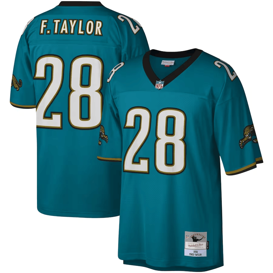 Jacksonville Jaguars #28 Fred Taylor Teal Mitchell Ness Legacy Jersey - Zenithce