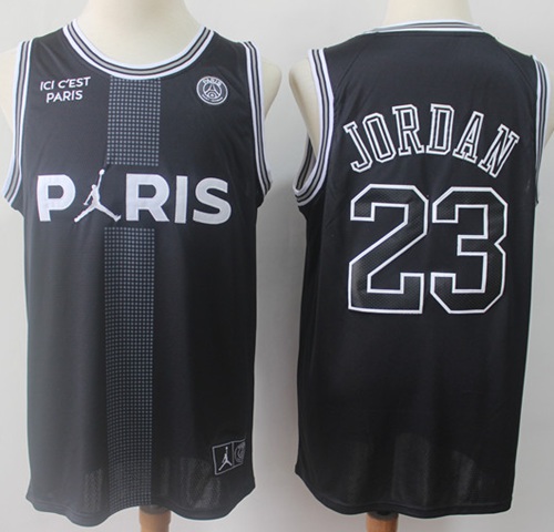 Bulls #23 Michael Jordan Black Ici C'est Paris Stitched Jersey - Zenithce
